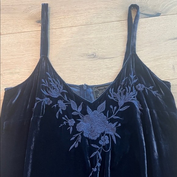 Johnny Was Velvet Gaze Slip Dress in Sapphire Blue Large Lace Romantic - Picture 5 of 11